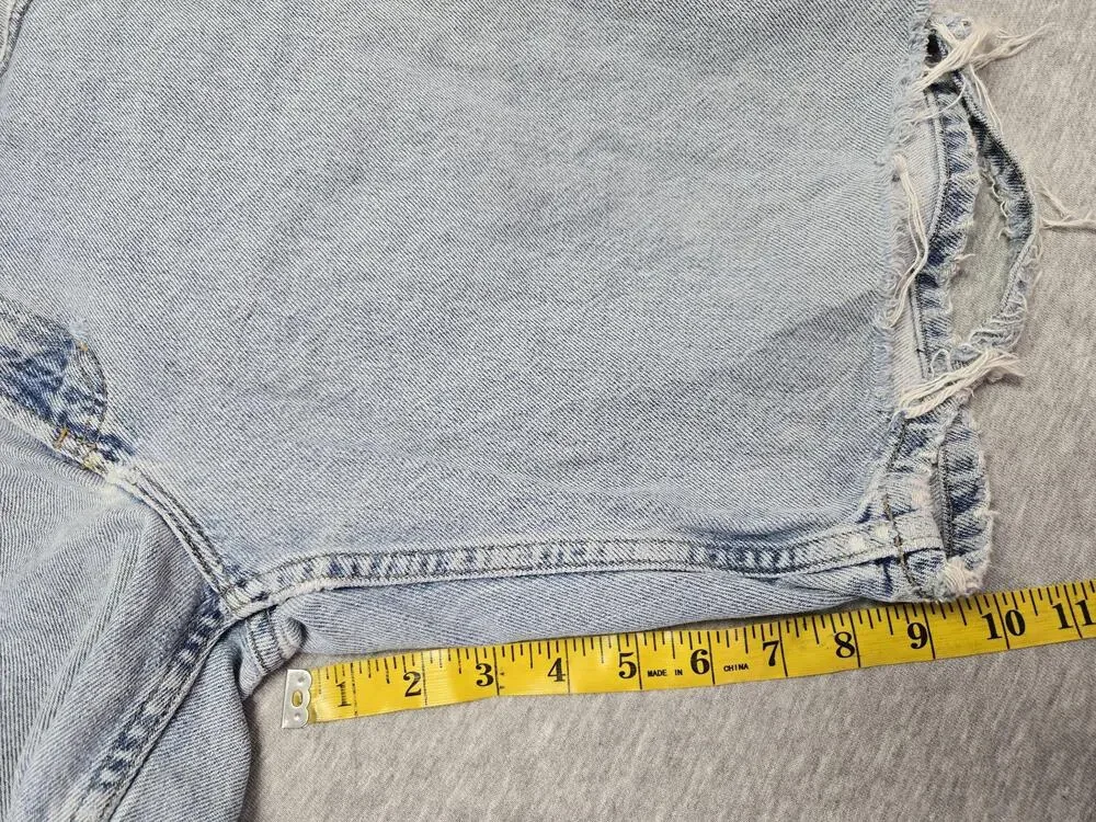 Vintage 90s Tommy Hilfiger Shorts Mens 33 Blue Denim Distressed Cutoff Jorts